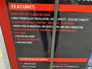 NEW/UNUSED 85FT x 30FT x 15FT Heavy Duty Dome Shelter - 6