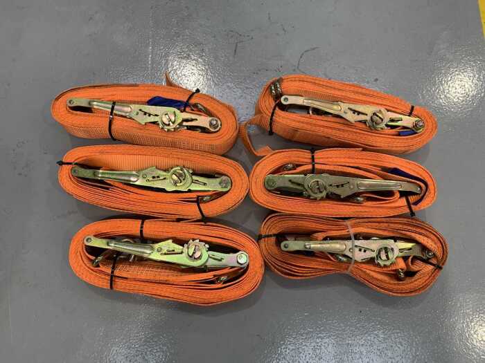 6 x 5T/10M Ratchet Straps (Orange)