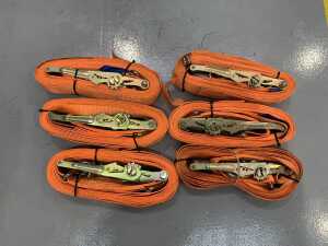6 x 5T/10M Ratchet Straps (Orange)