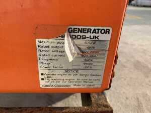 Kubota GL6500S 6.5KVA Diesel Generator - 6
